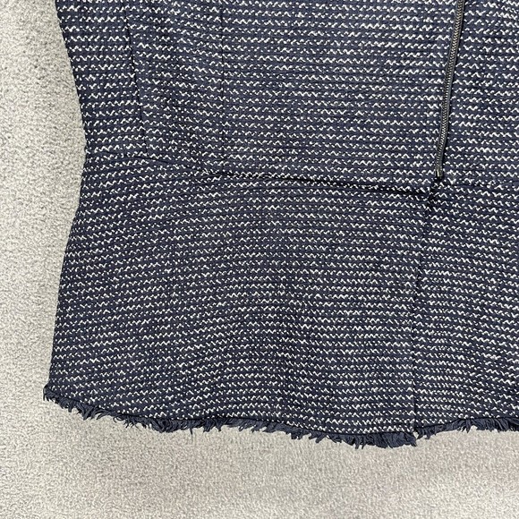 BCBGMAXAZRIA Tweed Peplum Top Womens Size S navy Blue Zip Front Short sleeves - Picture 5 of 12